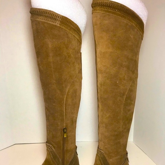 PRICE FIRM BNIB Vince Camuto Karinda Tan OTK Suede Boots 6 - Picture 2 of 9